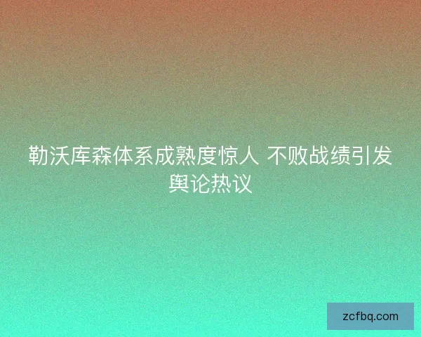 勒沃库森体系成熟度惊人 不败战绩引发舆论热议